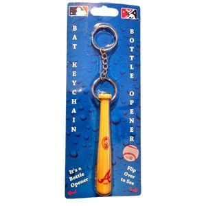 ATLANTA BRAVES MINI BASEBALL BAT KEYCHAIN KEY RING WITH BOTTLE OPENER ONE ON END